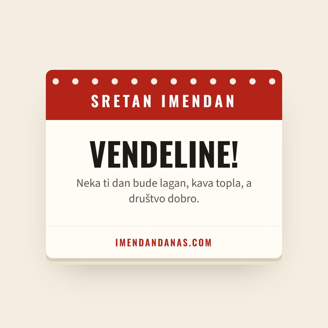 Čestitka: Sretan imendan, Vendeline!