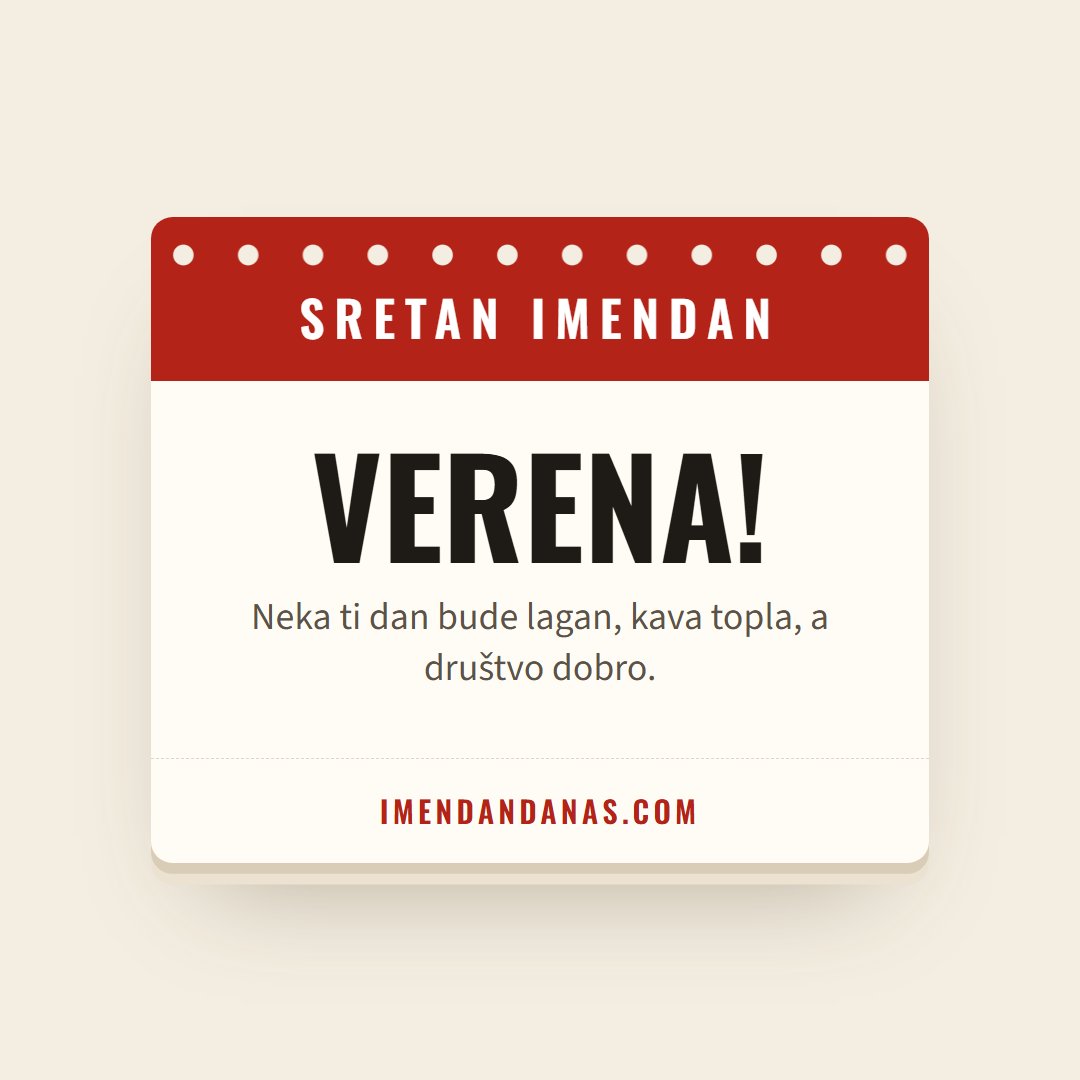 Čestitka: Sretan imendan, Verena!