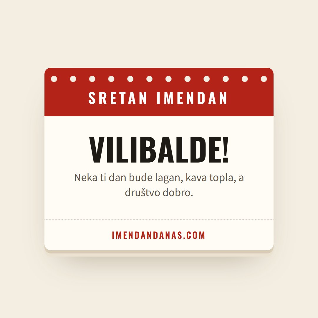 Čestitka: Sretan imendan, Vilibalde!