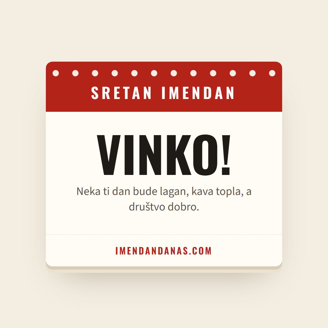 Čestitka: Sretan imendan, Vinko!