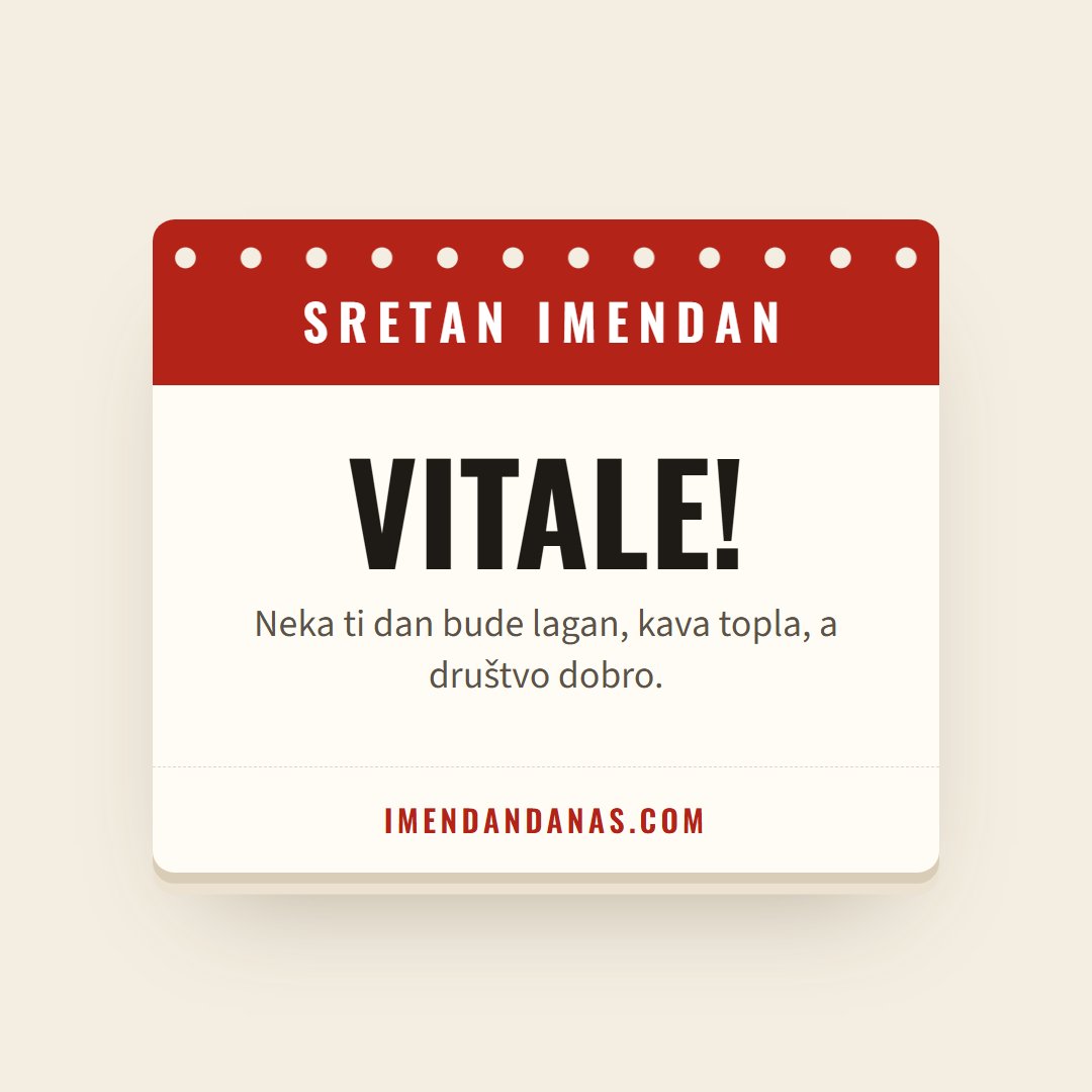 Čestitka: Sretan imendan, Vitale!