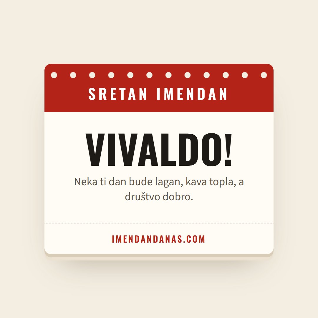 Čestitka: Sretan imendan, Vivaldo!