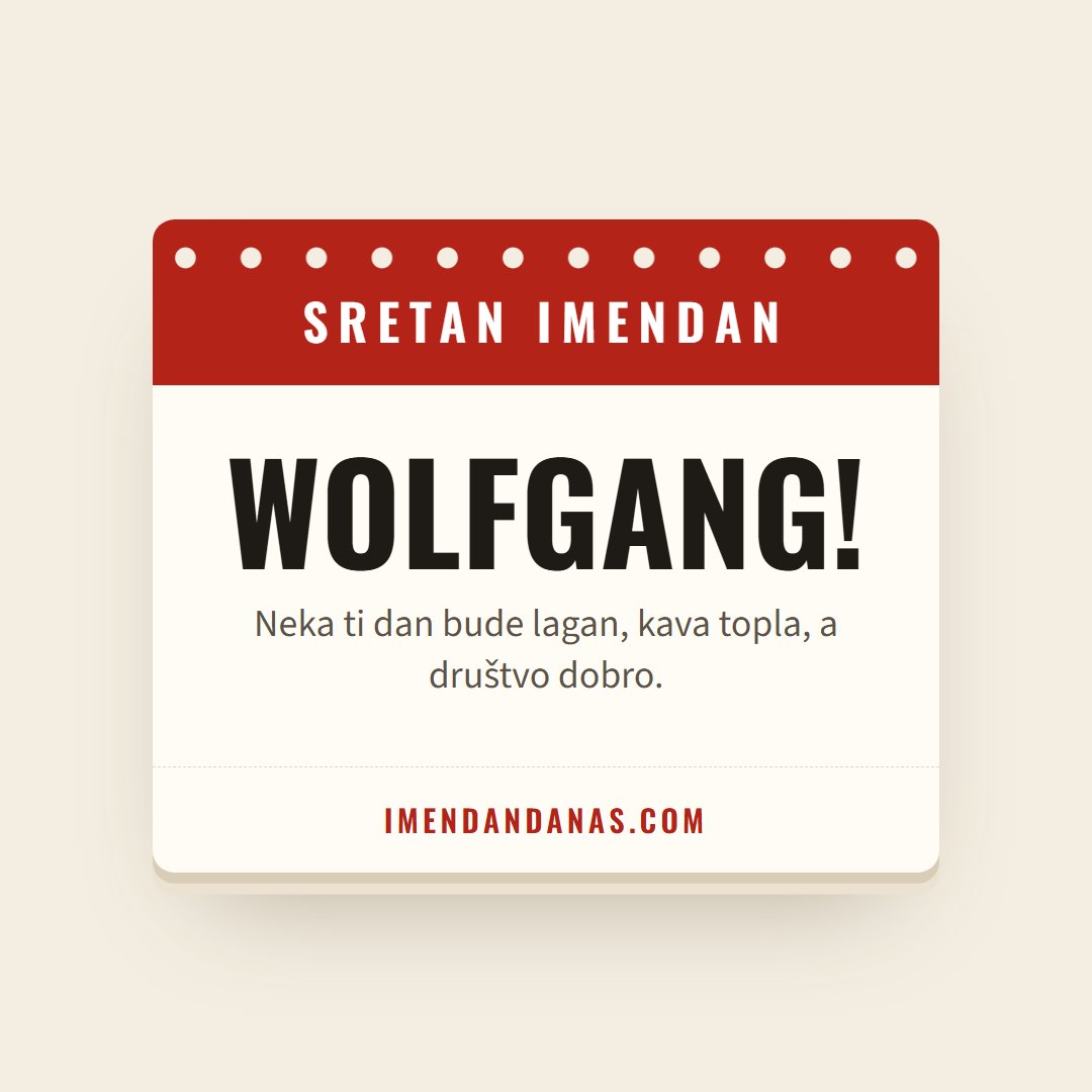 Čestitka: Sretan imendan, Wolfgang!