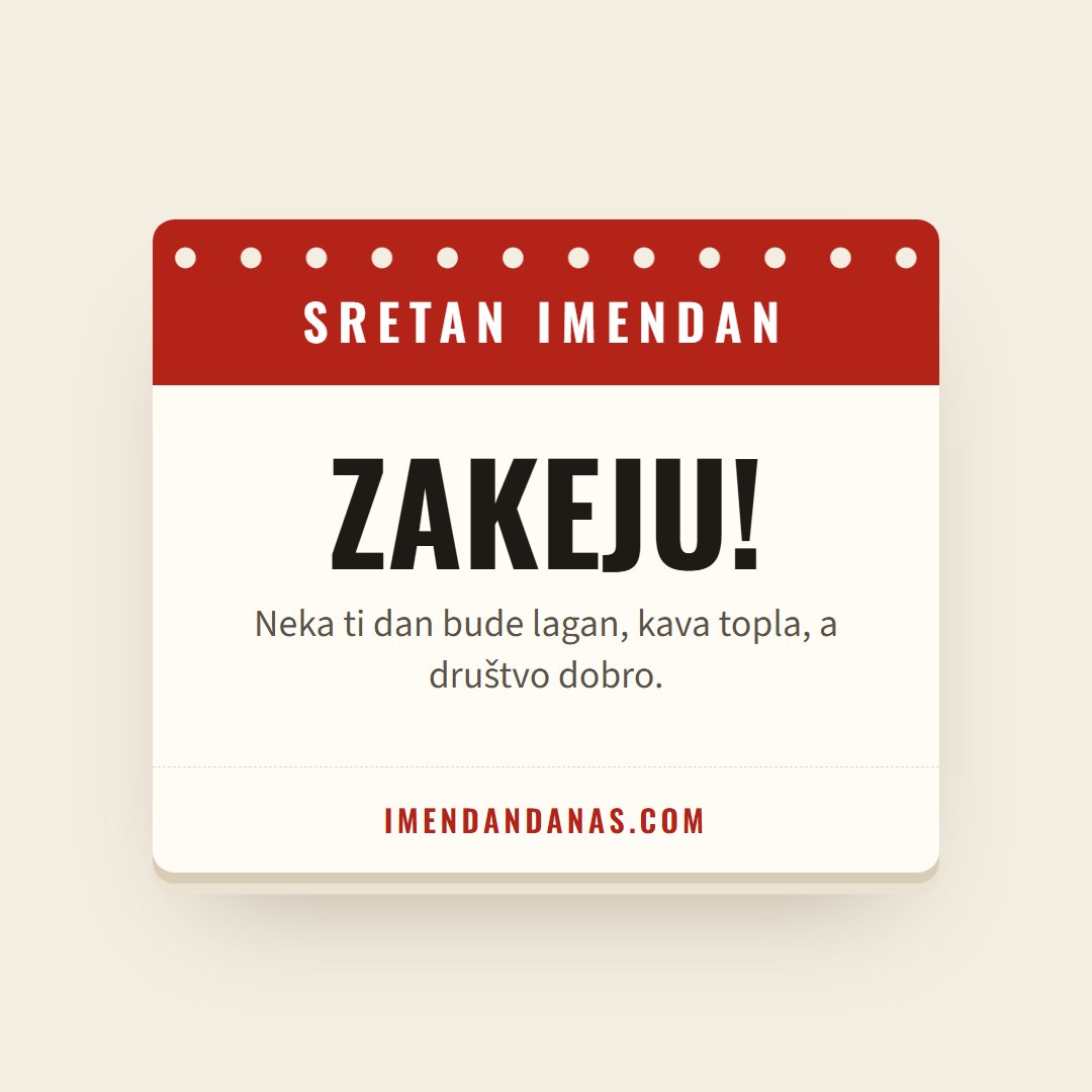 Čestitka: Sretan imendan, Zakeju!
