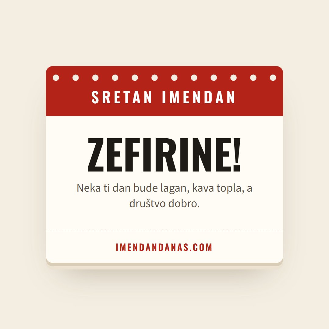 Čestitka: Sretan imendan, Zefirine!