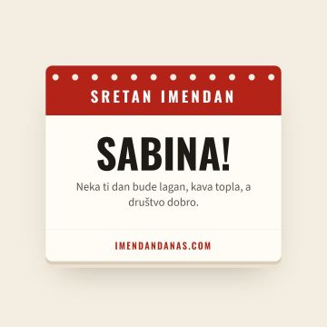Sretan imendan, Sabina