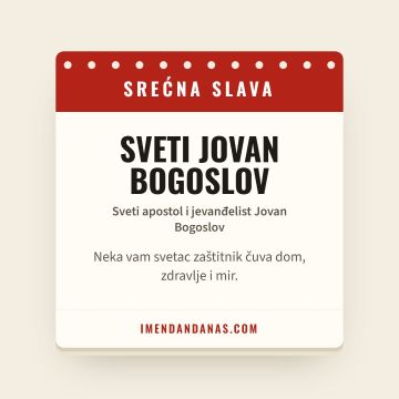 Srećna slava – Sveti Jovan Bogoslov
