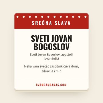 Srećna slava – Sveti Jovan Bogoslov