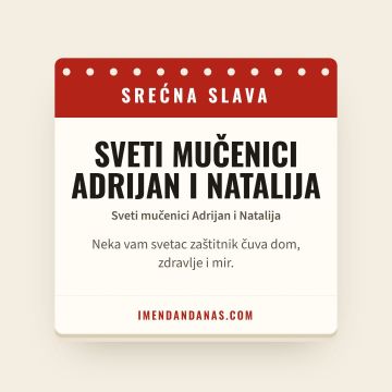 Srećna slava – Sveti mučenici Adrijan i Natalija