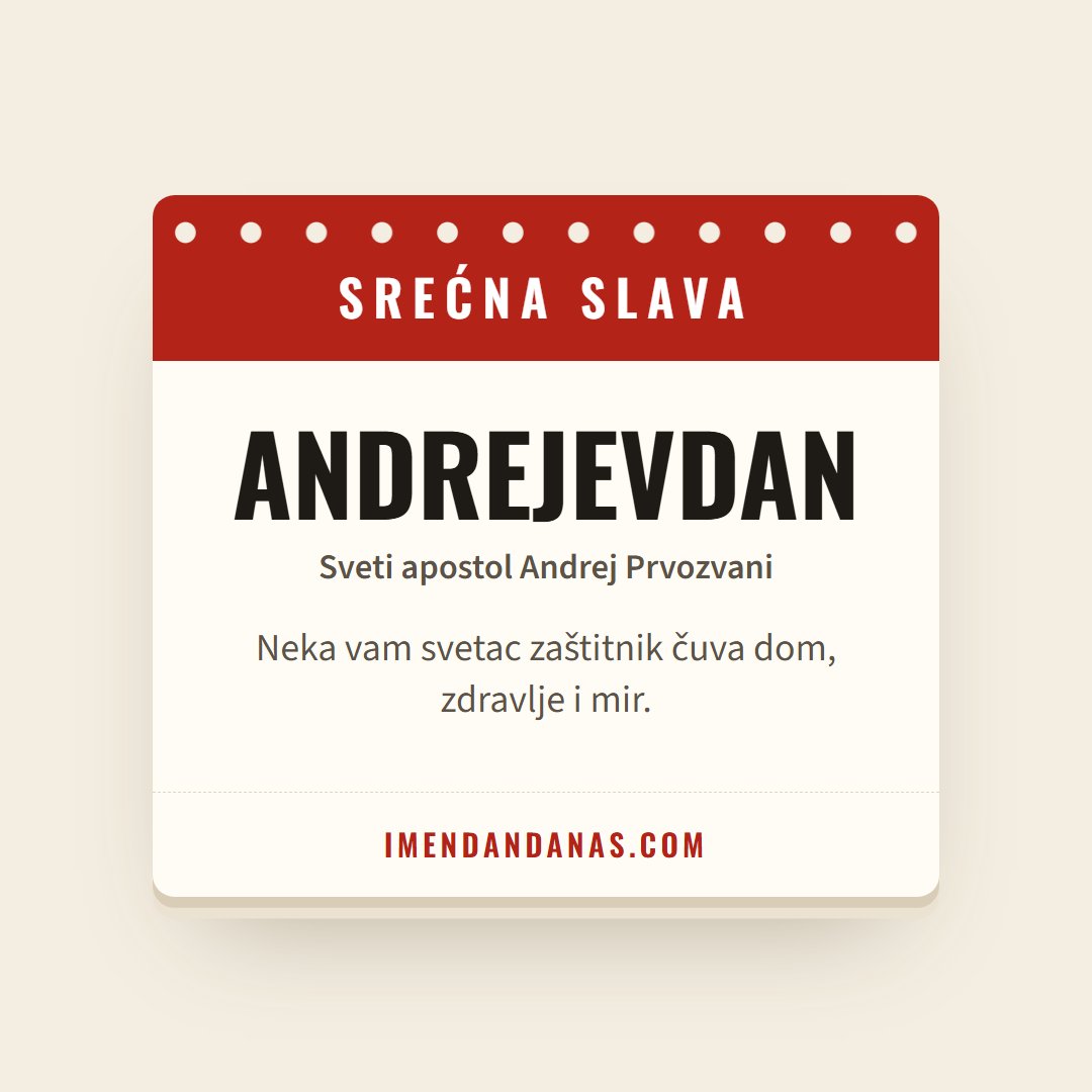 Čestitka: Srećna slava – Andrejevdan