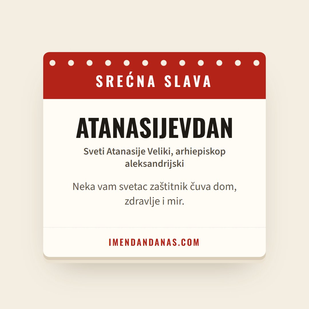 Čestitka: Srećna slava – Atanasijevdan