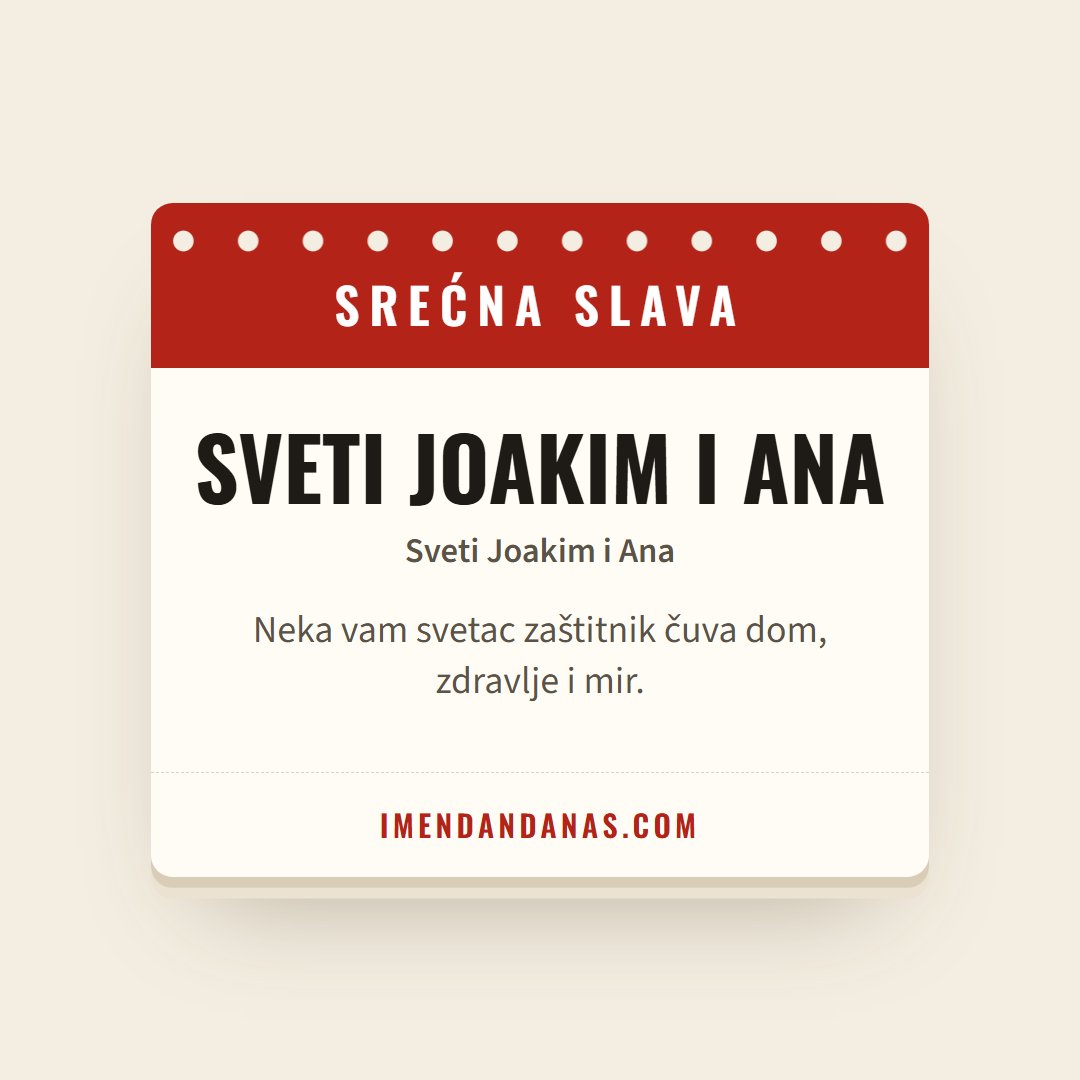 Čestitka: Srećna slava – Sveti Joakim i Ana